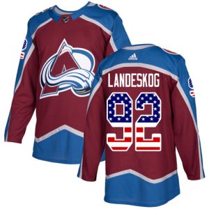 Herren Colorado Avalanche Eishockey Trikot Gabriel Landeskog #92 Authentic Burgundy Rot USA Flag Fashion